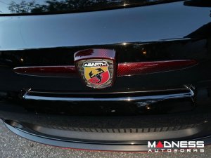 FIAT 500 ABARTH Front Emblem Cover - Carbon Fiber - Dark Red Candy